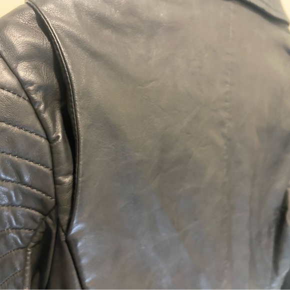 Comme USA Black Faux Leather Moto Jacket Biker Street M - Picture 6 of 7